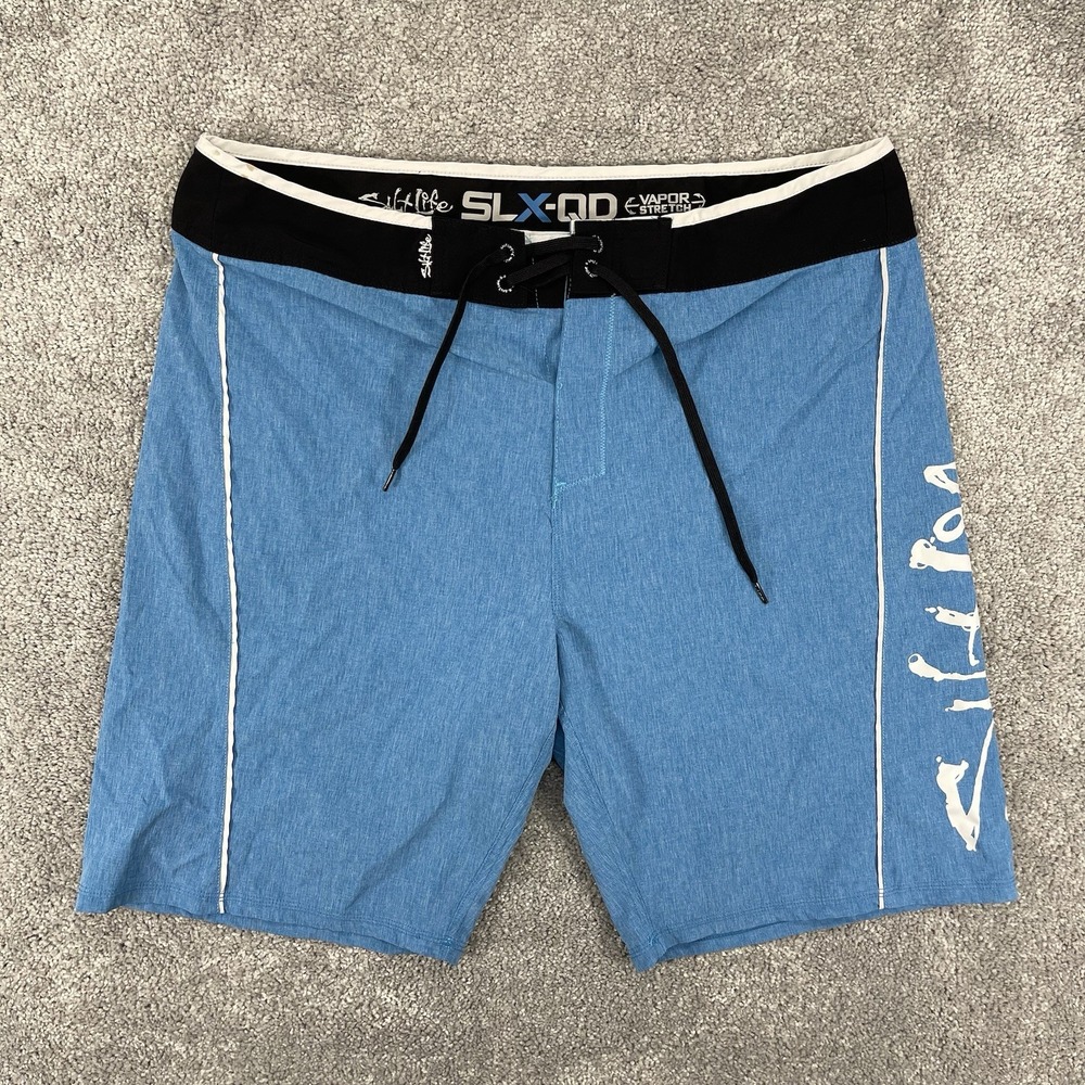 Salt Life Shorts Mens 38 SLX-QD Board Short Blue Drawstring 10 " Inseam